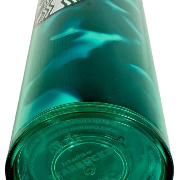 Starbucks Teal Turquoise Green Blue Wave Tumbler Traveler Cold Cup 24oz Venti - Picture 3 of 6
